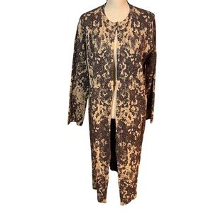 NWT Zara Metallic Knit Jacquard Maxi Coat Sz-M